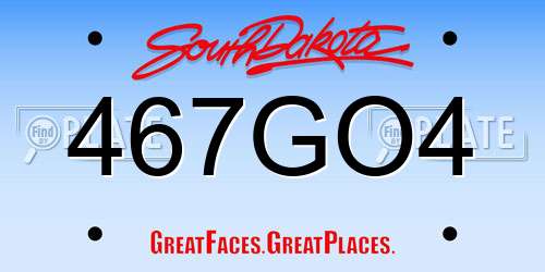 467GO4 South Dakota License Plate