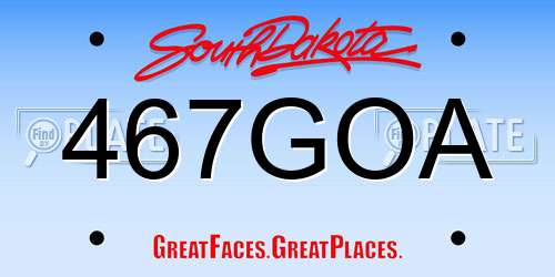 467GOA South Dakota License Plate