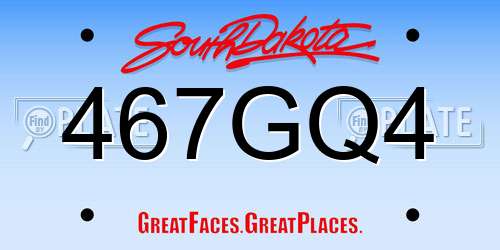 467GQ4 South Dakota License Plate