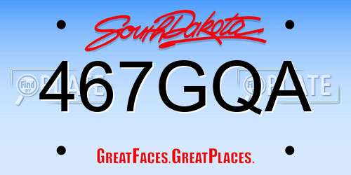 467GQA South Dakota License Plate