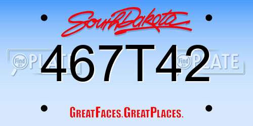 467T42 South Dakota License Plate