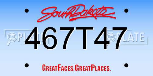 467T47 South Dakota License Plate