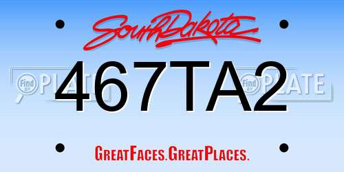 467TA2 South Dakota License Plate