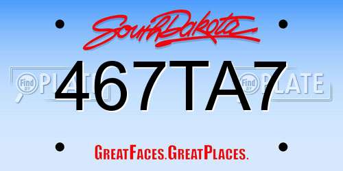 467TA7 South Dakota License Plate