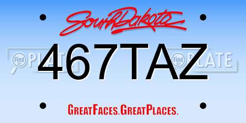 467TAZ South Dakota License Plate
