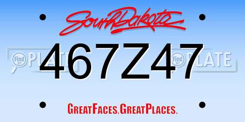 467Z47 South Dakota License Plate