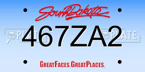 467ZA2 South Dakota License Plate