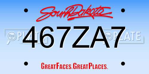 467ZA7 South Dakota License Plate