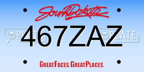 467ZAZ South Dakota License Plate
