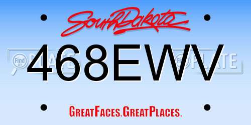 468EWV South Dakota License Plate