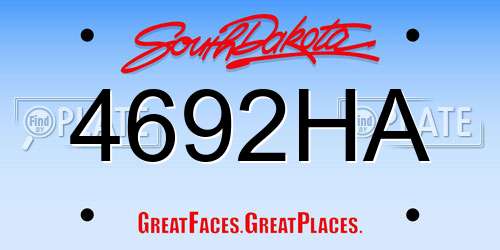 4692HA South Dakota License Plate