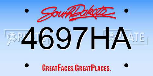 4697HA South Dakota License Plate