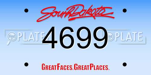 4699 South Dakota License Plate