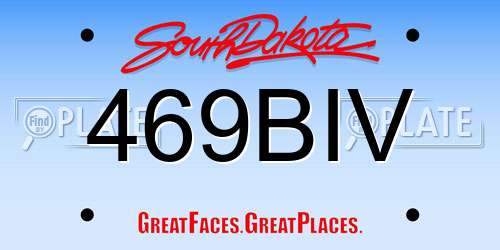 469BIV South Dakota License Plate