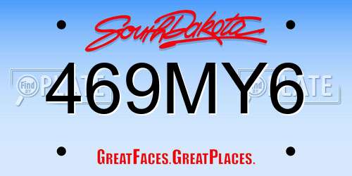 469MY6 South Dakota License Plate