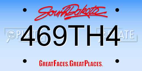 469TH4 South Dakota License Plate