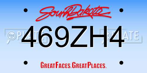 469ZH4 South Dakota License Plate