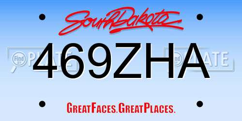 469ZHA South Dakota License Plate