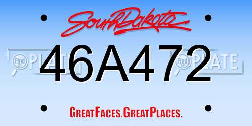 46A472 South Dakota License Plate