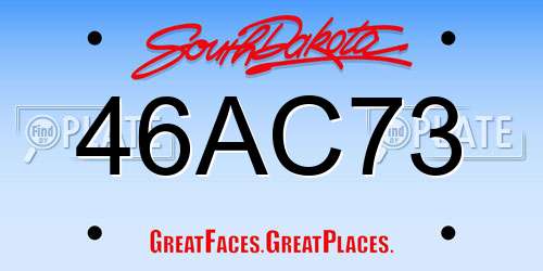 46AC73 South Dakota License Plate