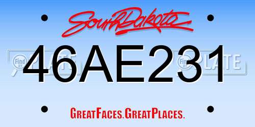 46AE231 South Dakota License Plate
