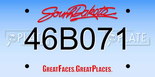 46B071 South Dakota License Plate