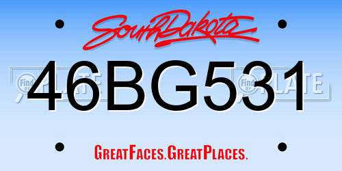 46BG531 South Dakota License Plate