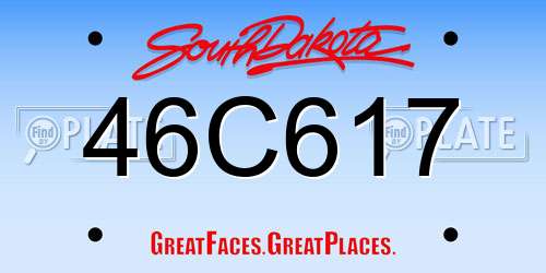 46C617 South Dakota License Plate