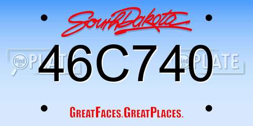 46C740 South Dakota License Plate