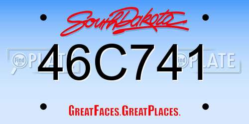 46C741 South Dakota License Plate