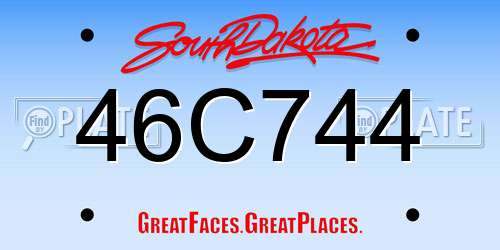 46C744 South Dakota License Plate