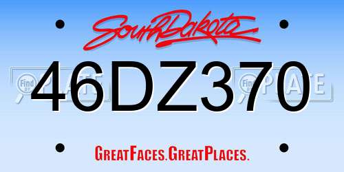 46DZ370 South Dakota License Plate