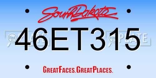 46ET315 South Dakota License Plate