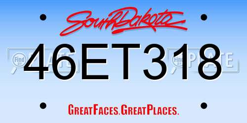 46ET318 South Dakota License Plate