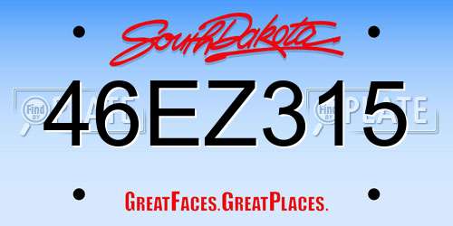 46EZ315 South Dakota License Plate