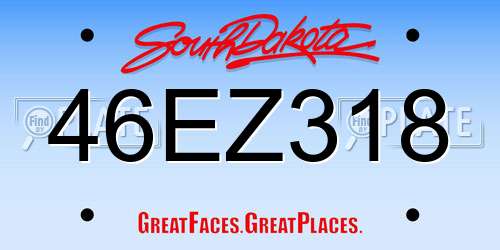 46EZ318 South Dakota License Plate