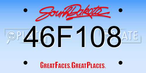 46F108 South Dakota License Plate
