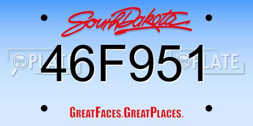 46F951 South Dakota License Plate