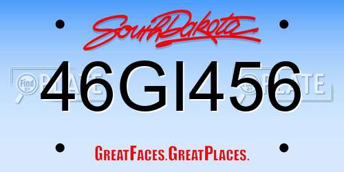 46GI456 South Dakota License Plate