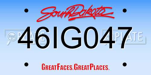 46IG047 South Dakota License Plate