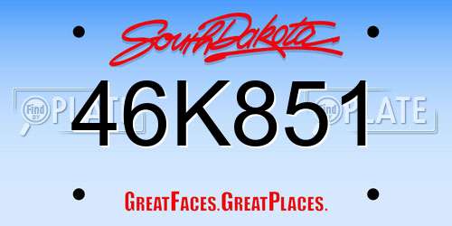 46K851 South Dakota License Plate