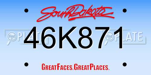 46K871 South Dakota License Plate