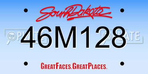 46M128 South Dakota License Plate