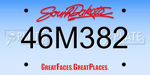 46M382 South Dakota License Plate
