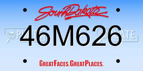 46M626 South Dakota License Plate