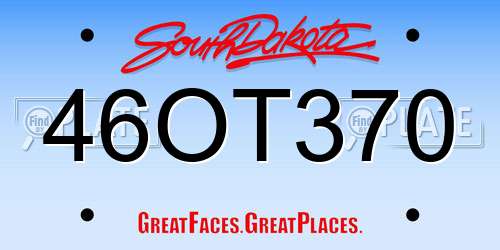46OT370 South Dakota License Plate