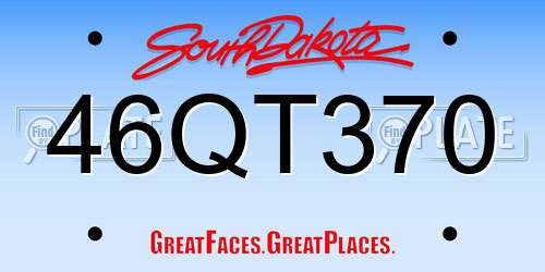 46QT370 South Dakota License Plate