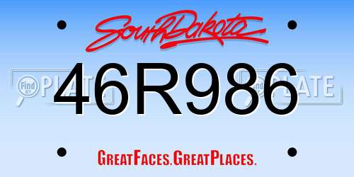 46R986 South Dakota License Plate