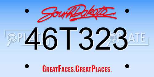 46T323 South Dakota License Plate