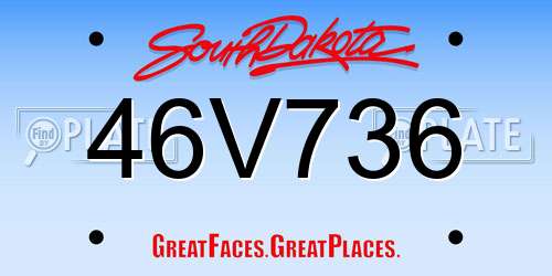 46V736 South Dakota License Plate